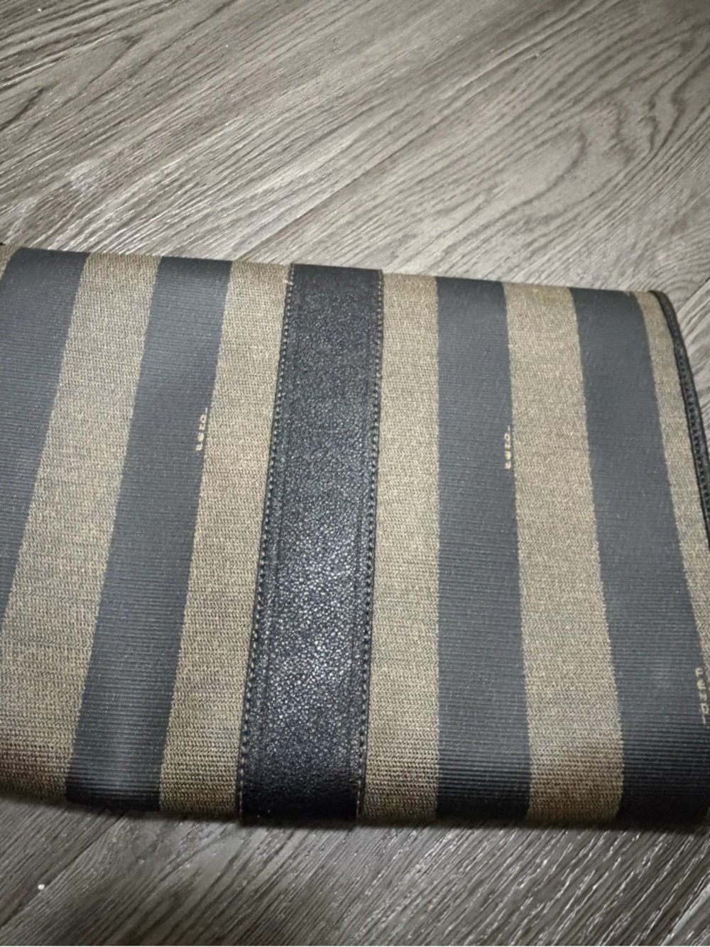 Fendi Striped Fold-Over Messenger in Black and Brown Vintage original - Picture 4 of 5